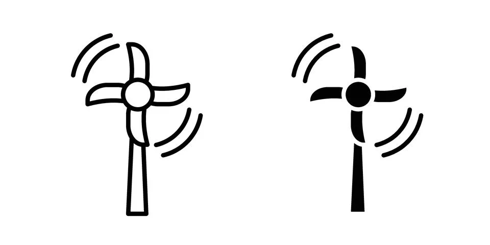 Wind turbine icon bundle for website design projects Stock Illustration