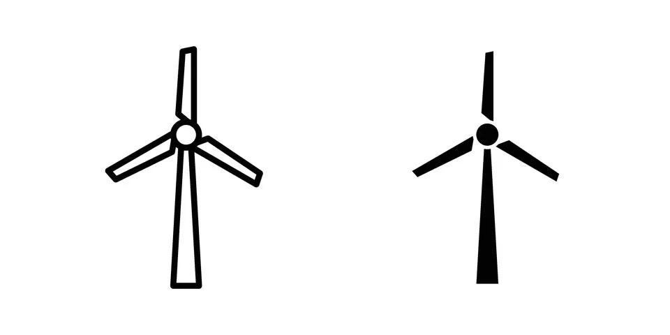 Wind turbine icon set. Vector EPS 10 Stock Illustration