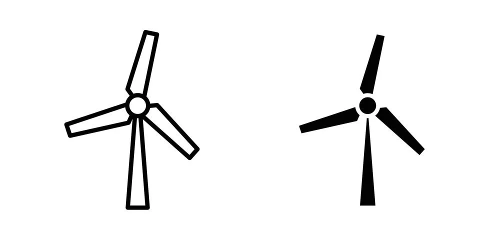 Wind turbine icon vector concepts, line and silhouette style Stock Illustration