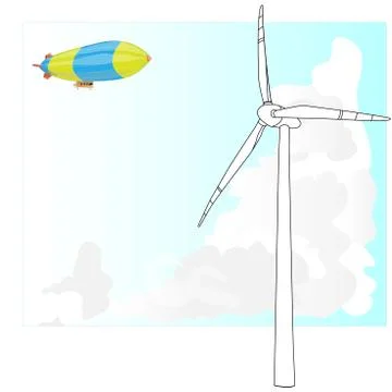 Wind turbine illustration. Vector. Stock Illustration