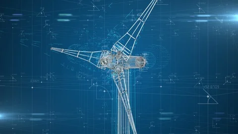 Wind turbine industrial engineering design renewable energy innovation  Stock Footage 116589032