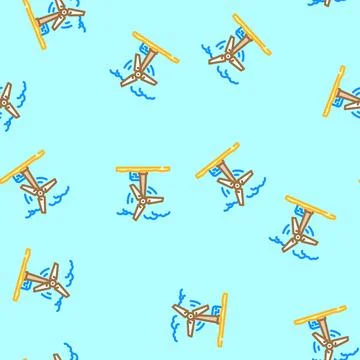 Wind turbine industry 3 vector seamless pattern Stock Illustration