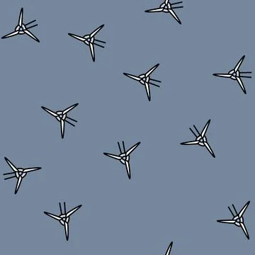 Wind turbine industry vector seamless pattern Stock Illustration
