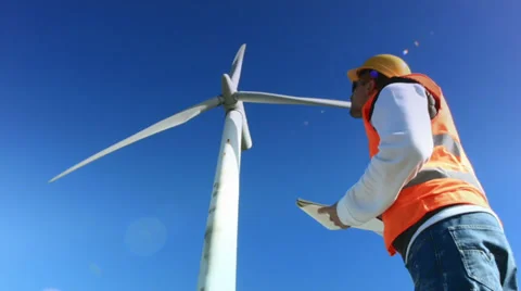 Wind Turbine Inspection Stock Footage
