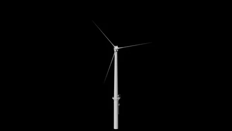 Wind Turbine Isolated with Transparency Stock Footage 115325578