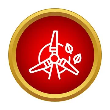 Wind turbine with leaves producing clean energy icon Stock Illustration