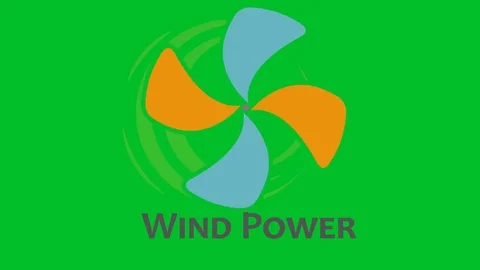Wind turbine logo animation with alpha channel. Stock Footage 77647962