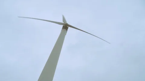 Wind turbine, low angle rotating view from below. Video stock 118198681