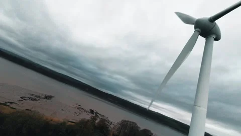 Wind Turbine In Motion Fpv Drone Shot 4K Stock Footage 299030722
