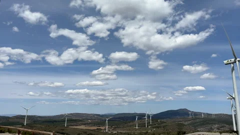 Wind turbine in mountains. Eolic park windpower. Wind farm Stock Footage 251589504