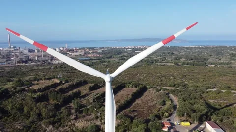 Wind turbine moving in the wind farm in Sardinia Stock-Footage 282513002