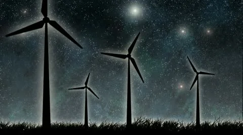 Wind turbine at night Stock Footage 10713649