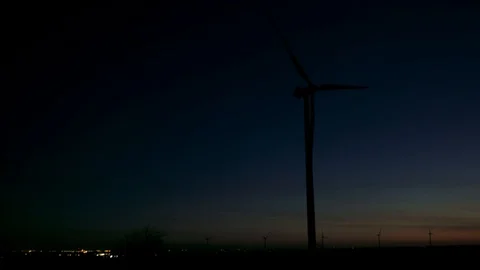 Wind Turbine at Night Stock Footage 86126931