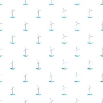 Wind turbine pattern creating renewable energy wallpaper Stock Illustration