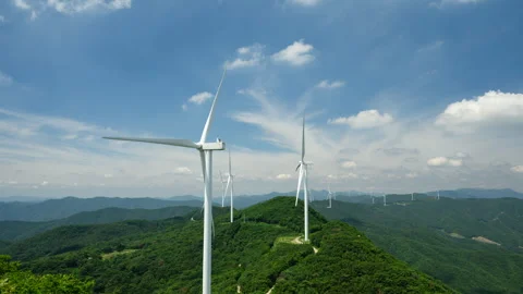 Wind turbine plant time lapse Stock Footage 339532047