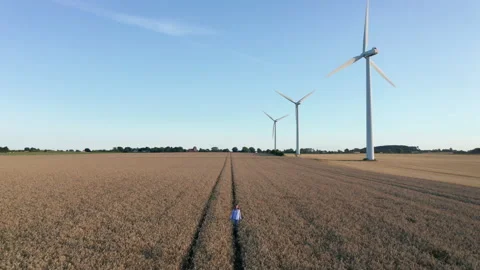 Wind Turbine Power Generation in Denmark Stock Footage 244843251
