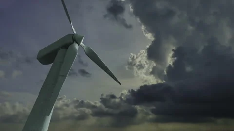 Wind Turbine Power Generator on a cloudy day Stock Footage 247592249