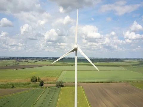 Wind Turbine producing clean energy from wind power Stock Footage 80366776