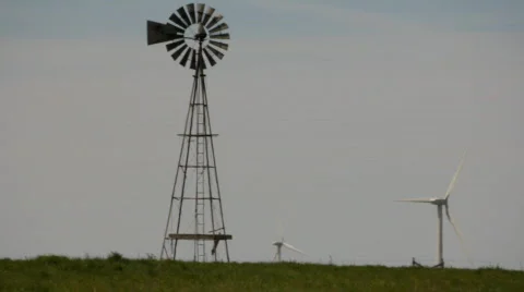 Wind Turbine Ranch Farm Stock Footage