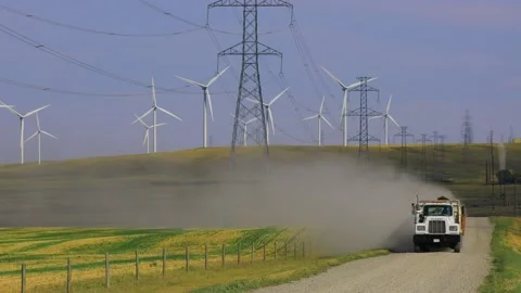 Wind Turbine Renewable Energy Alberta Stock Footage 166320773