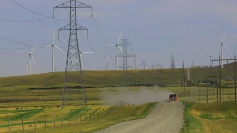 Wind Turbine Renewable Energy Alberta Stock Footage 166320954