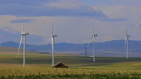 Wind Turbine Renewable Energy Alberta Stock Footage 166328635