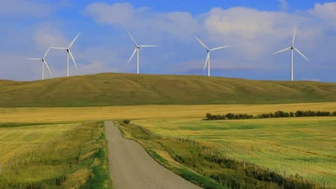 Wind Turbine Renewable Energy Alberta Video stock 166329402