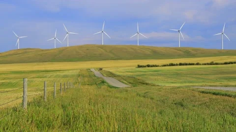 Wind Turbine Renewable Energy Alberta Video stock 166329486