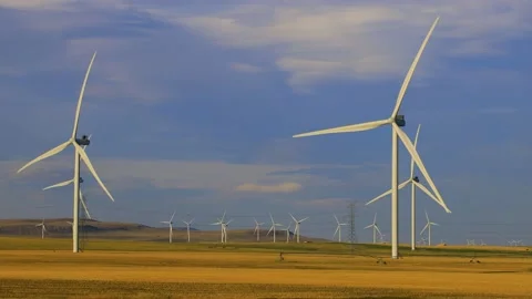 Wind Turbine Renewable Energy Alberta Video stock 166329816