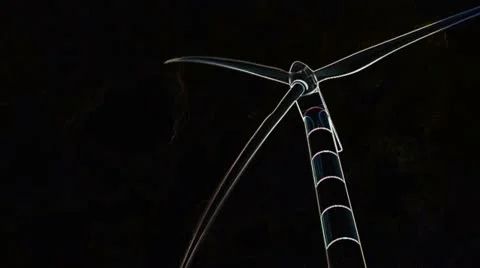 Wind turbine - renewable energy source (emboss fx) Stock Footage 11147613
