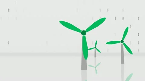 Wind turbine - renewable energy source (copy space animation) Stock Footage 11321650