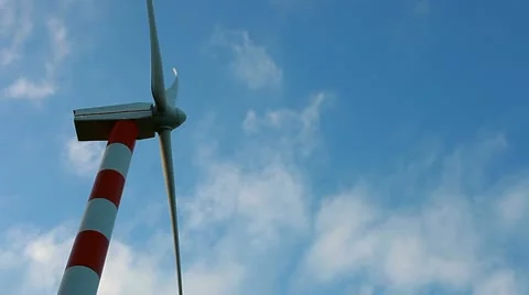 Wind turbine - renewable energy source (side view) Stock Footage 11332045
