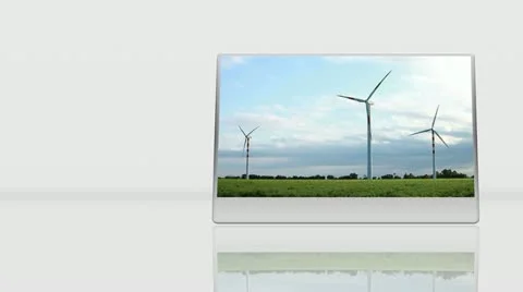 Wind turbine - renewable energy source (frame on white background)) Video stock 11332605