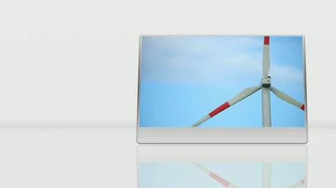 Wind turbine - renewable energy source (frame on white background)) Video stock 11332631