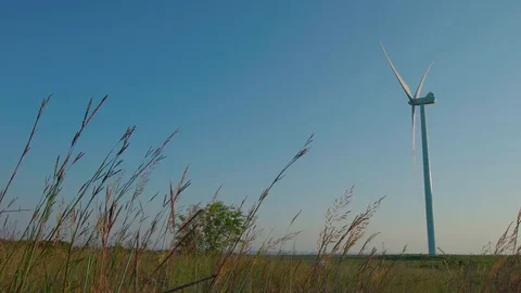 Wind Turbine Right with Sky Stock Footage 80834098