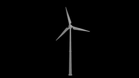 Wind turbine rotating on black screen background. Video stock 329753910