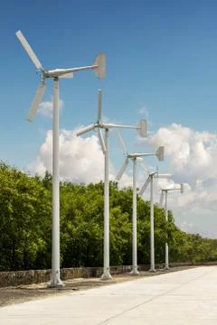Wind turbine in row Stock Photos