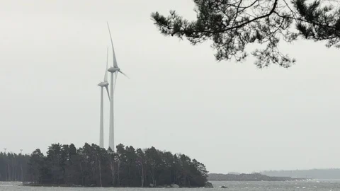 Wind turbine on sea Stock Footage 126537460