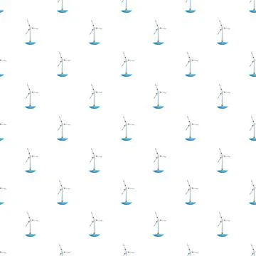 Wind turbine seamless pattern for green energy concept Stock Illustration