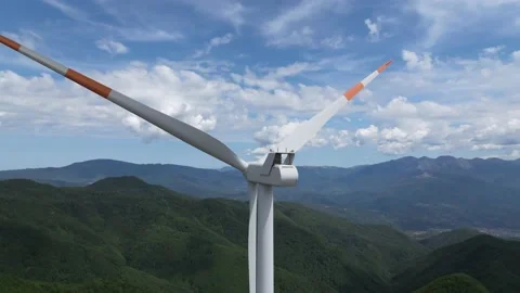 Wind turbine seen with a drone Stock Footage 221348118