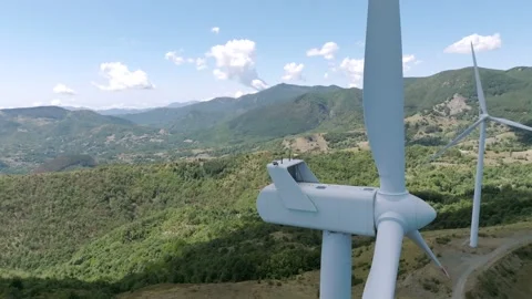 Wind turbine seen with a drone Stock Footage 221348577