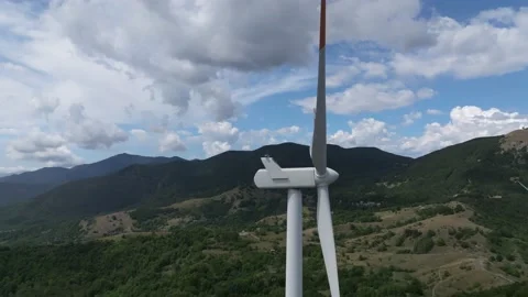 Wind turbine seen with a drone Stock Footage 221348611