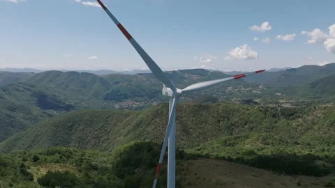 Wind turbine seen with a drone Stock Footage 221352785