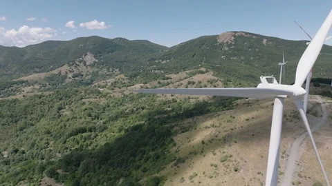 Wind turbine seen with a drone Stock Footage 221352788