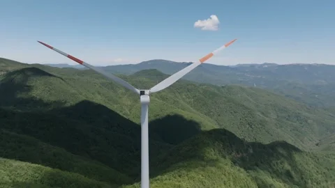 Wind turbine seen with a drone Stock Footage 221352917