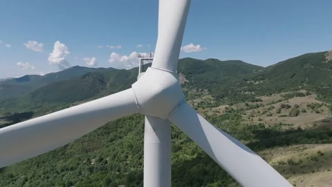 Wind turbine seen with a drone Stock Footage 221352918