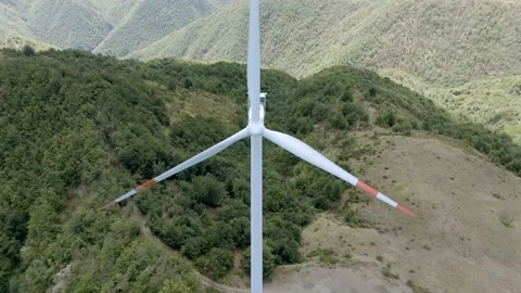 Wind turbine seen with a drone Stock Footage 221352919