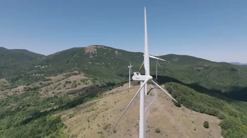 Wind turbine seen with a drone Stock Footage 221353078