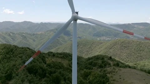 Wind turbine seen with a drone Stock Footage 221353081