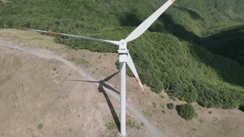Wind turbine seen with a drone Stock Footage 221353164